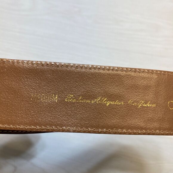 Cipriani Alligator Belt Medium Cognac Brown Italian Calfskin Gold Tone Buckle main image 9